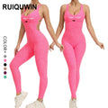 RUIQUWIN Custom Logo Integrated Butt Lifting Jumpsuits With Cross Back Sports Workout Women's Yoga Bodysuit Gym Fitness