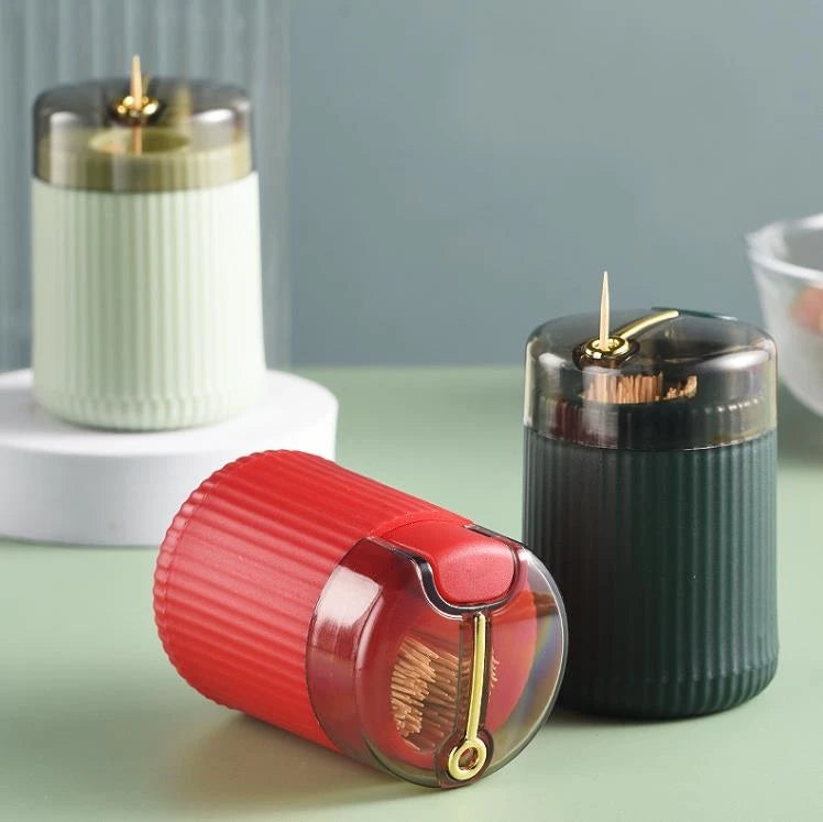 Press Toothpick Canister Storage Holder Household Toothpick Box Pop-up Automatic Toothpick Dispenser