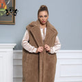 Women Fashion Design Long Length Sheep Shearing Teddy Coat Wholesale Plus Size Loose Italian Shearling Coat
