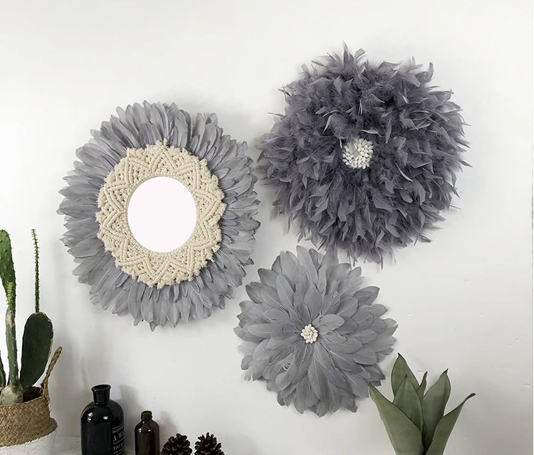 Wholesale Modern Nordic Interior Boho African Art Feather Juju Hat Wall Decor for Christmas Home Decor Living Room