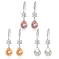 FEIRUN 925 Sterling 10-11mm Baroque Silver Zircon and Freshwater Pearl Earring Wholesale