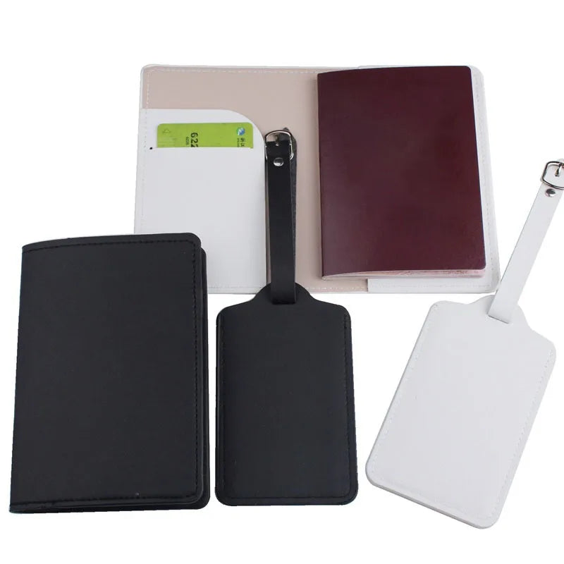 Custom Logo Passport and Luggage Tag Set Passport Holder Cover PU Leather Luggage Tag
