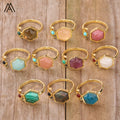 Dainty Rings Healing Chakra Jewelry for Women Hexagon Shape Stone Moon Open Bands Boho Ring Birthday Gifts