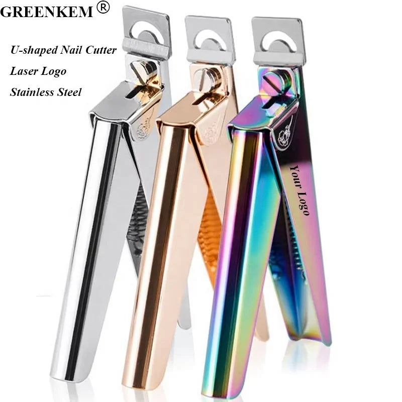 Stainless Steel Nail Cutter Silver Rose Gold Nail Clippers U-Shaped Trimmer Manicure Pedicure Nail Tip Scissors