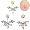 Chic Hypoallergenic Zircon Drop Dangle Bell Navel Piercing Ring Stainless Steel Bar Unisex Wedding Gift Body Jewelry
