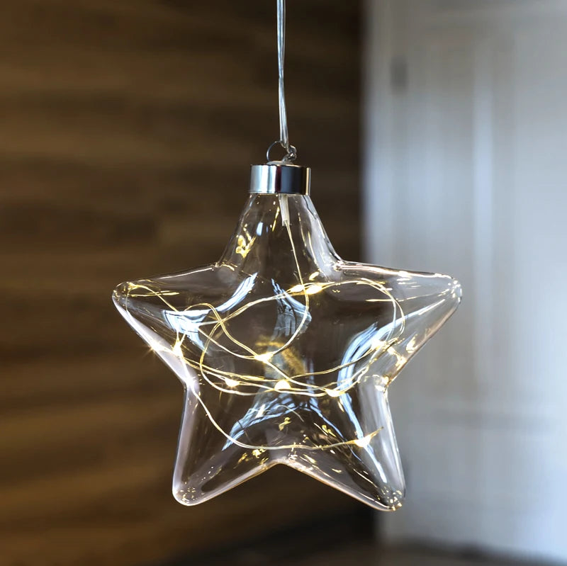 Kanlong Newish 13cm Saint Valentin Home Christmas Glass Decoration Hanging Led Glass Light with LED