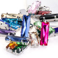 Sewn-On 3D Glass Silver Straight Strip Shape Flatback Rhinestones 21 Colors for Dress Decorations