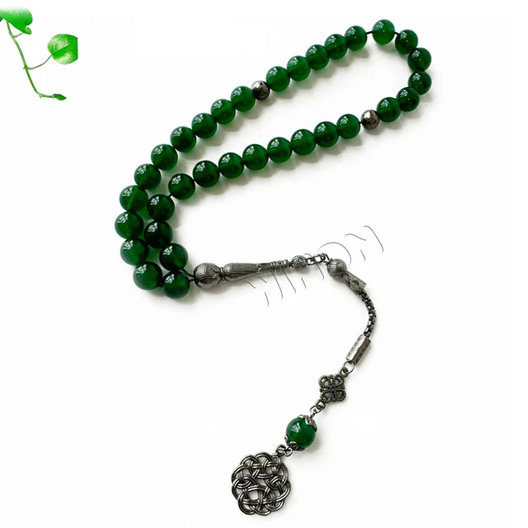 High End Silver Plated Agate Islamic Luxury Prayer Rosary Beads Tasbih Beaded Bracelet Fashionable Pendant Necklace