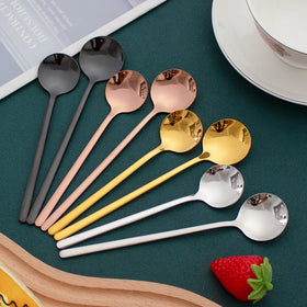 PVD Gold Black Food Grade Best Selling Stainless Steel Round Spoon Dessert Yogurt Salad Coffee Tea Spoon