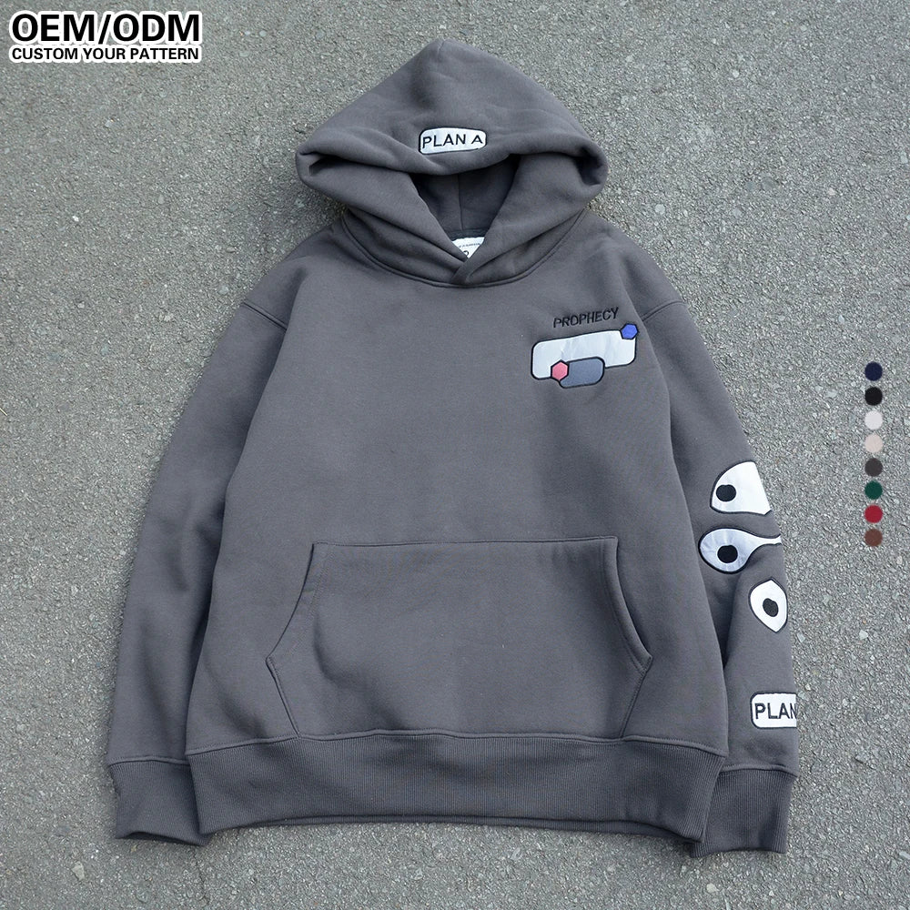 Xinglan High Quality 500 GSM Oversized Pullover Hoodie Drop Shoulder Design With High Weight Puff Print Men's Premium Quality