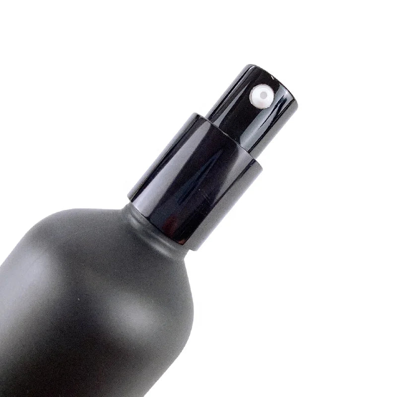 YOLIO Boston Round Black Glass Cosmetic Bottles with Pump Sprayer 5ml/10ml/100ml Packaging
