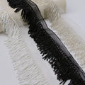 3-Rows Hanging Beads Heavy Tubes Beaded Lace Fabric Skirts Handmade Clothes Black White Beaded Tassel Fringe Edge Lace Trim