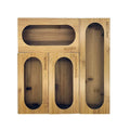 Wholesale Factory Direct Custom Bamboo Wood Ziplock Plastic Bag Storage Wooden Food Storage Organizer Holders for Drawer Kitchen