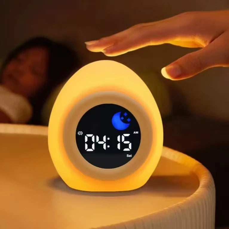 New Product Egg Children's Sleep Trainer Clock Night Light Wake up White Noise Sound Machine With Kids Alarm Clock