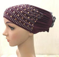Factory Wholesale Crystal Hemp Inner Cap Hot Rhinestone Africa Headscarf Arab Turban for Muslim People