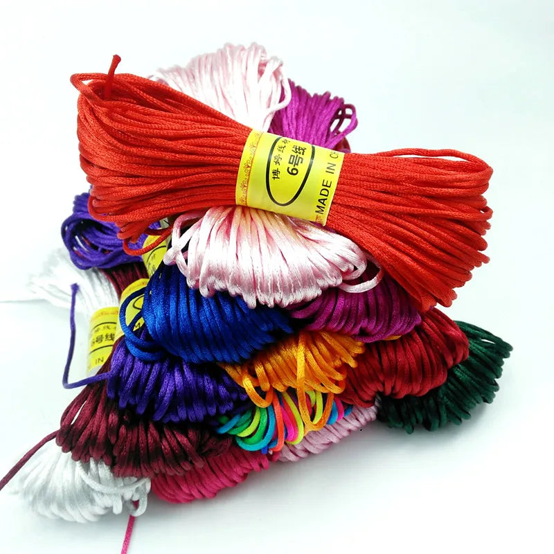 25 Colors 20Meter 2mm New Thread Strong Braided Macrame Silk Satin  Cord Chinese Knot Rope DIY Jewelry Bracelet Making Findings