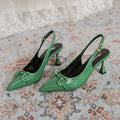 Niche Shallow Spring and Summer New Fashion Pointed OL Single Shoes Women's Horsebit Buckle Back Empty Heel Sandals