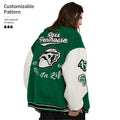 Customizable Pattern Chenille Patch Embroidery Lettering PU Sleeves Streetwear Varsity Baseball Jacket with Stand Collar for Men