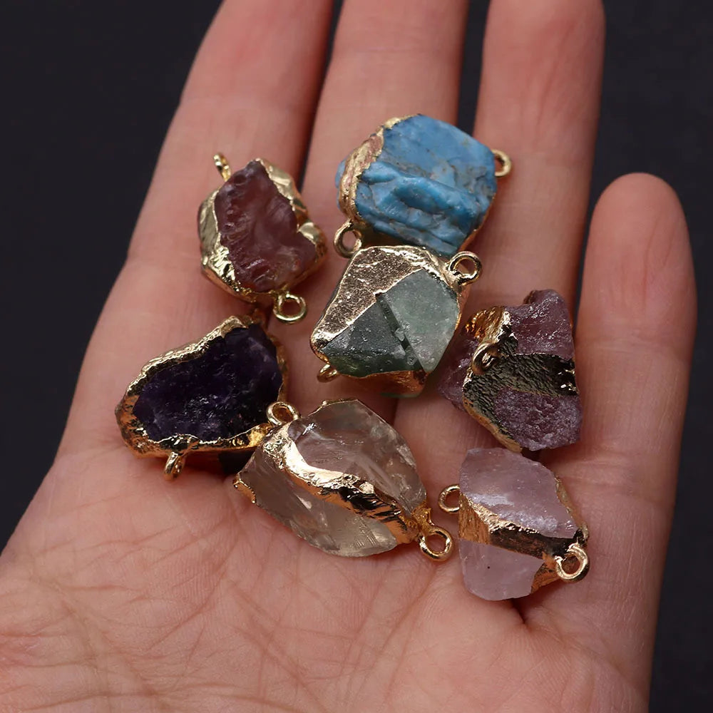 Irregular Natural Crystal Quartz Charms ConnectorRaw Look Natural Gemstone Tiny Charms for Making Jewelry