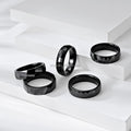 POYA Black Ceramic Ring Jewelry 8mm Faceted Polished Domed Wedding Band for Men Comfort Fit