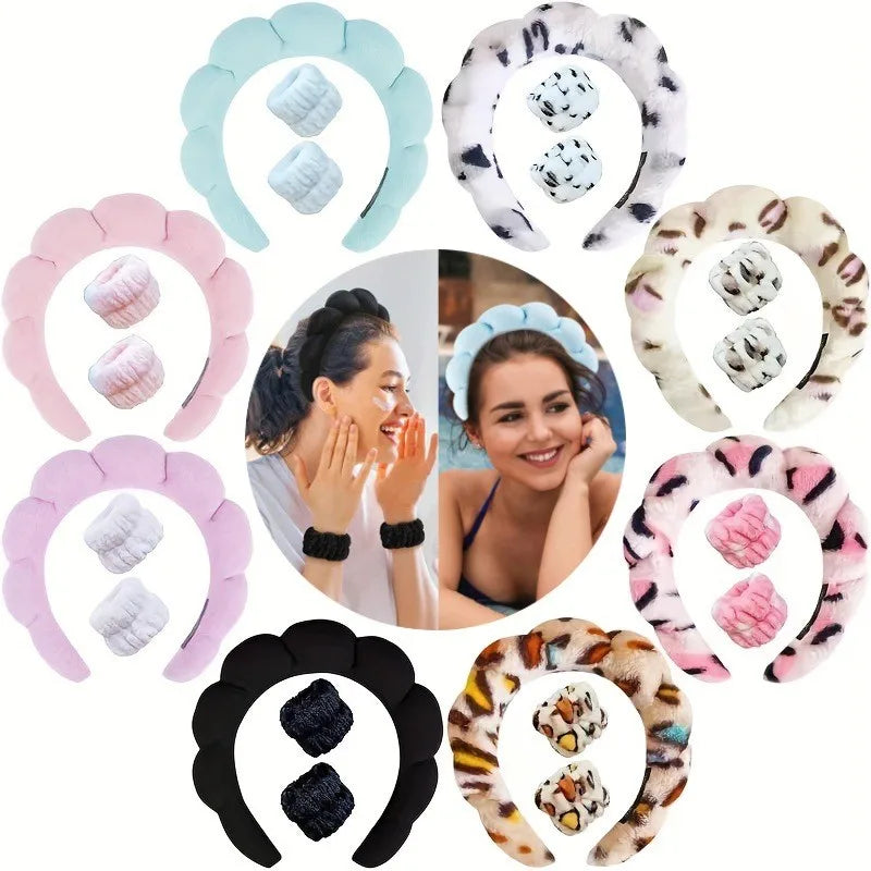 Terry Cloth Padded Cute Soft Puffy Head Wear Non Slip Thick Chunky Hair Accessory for Face Washing Makeup Removal Spa