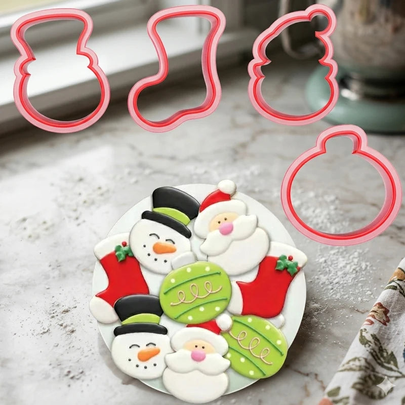 Christmas Fondant Biscuit Cookie Cutter Template Stencil Mold Tool for Royal Icing Baking Decorating