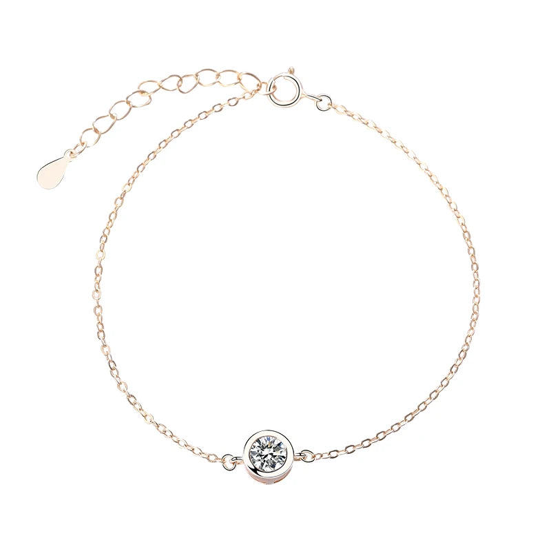 New Arrivals Jewellery Zircon Charms Light Gold Plated 925 Sterling Silver Charm Bracelets Women Fine Jewelry