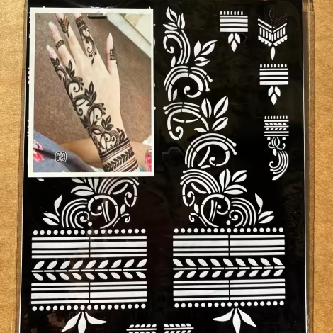 19*25cm DIY Painted Henna Body Art Hallow Stencils Templates Temporary Sticker Packing with Photos on It