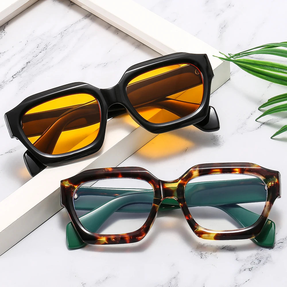 2024 New Arrival Unisex UV400 Retro Sunglasses Blue PC Frame Custom Brand Logo Polygonal Irregular Shape