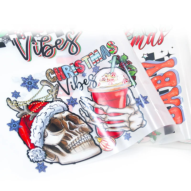 Wholesale Custom Dtf Heat Transfer Vinyl Stickers Clothing Custom Screen Transfer Print Paper Christmas Snow and Ice Designs