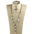 Fashion Bohemian Rosary Chain Crystal Beaded Necklace Bracelet Earring Set Women Festival Gift