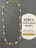 Custom Low MOQ Minimal Natural Stone Gold Plated Stainless Steel Freshwater Baroque Pearl Bead Necklace for Boutique Stores