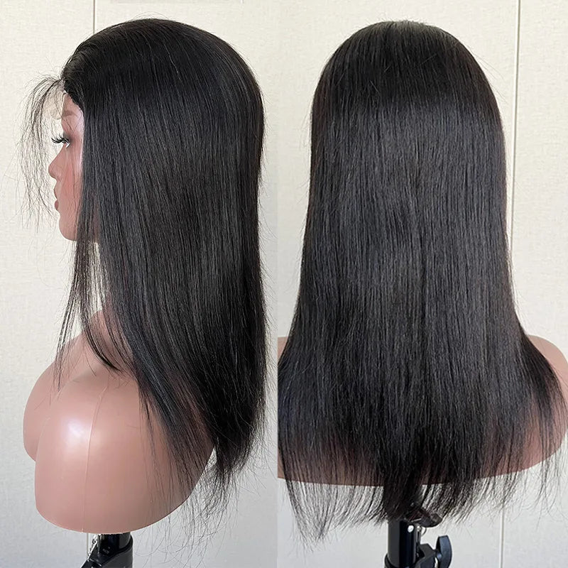 4x4 Natural Straight 14 Inch Cuticle Aligned Brazilian Human Hair Vendor hd Transparent Lace Front Closure Wig