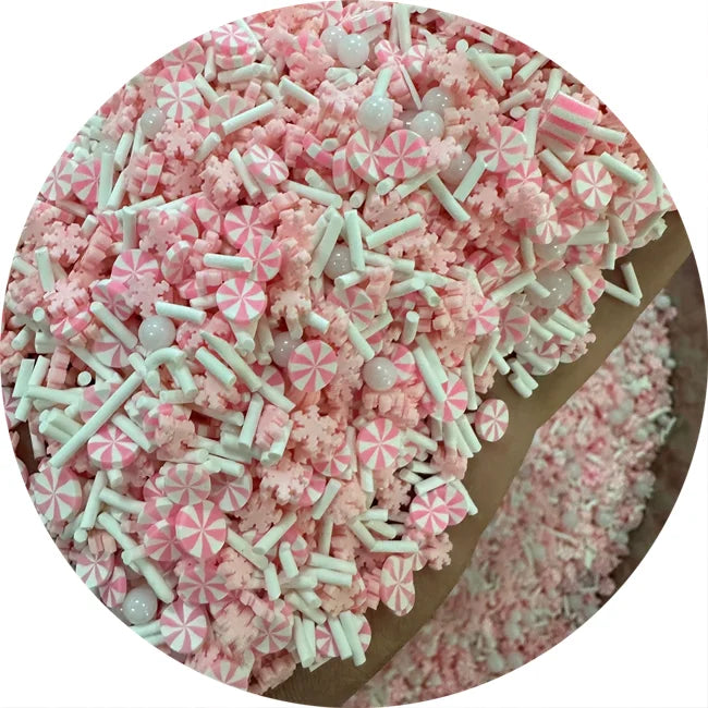 Polymer Clay Slices Holiday Accessories Pink Snowflake Mint Candy Acrylic Beads Fit Slime Charms DIY Gifts Children Toys