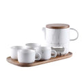 Hot Trending Nordic Modern Party Tea Cups Saucers Sets Luxury White Ceramic Tea Cup Set with Wooden Tray