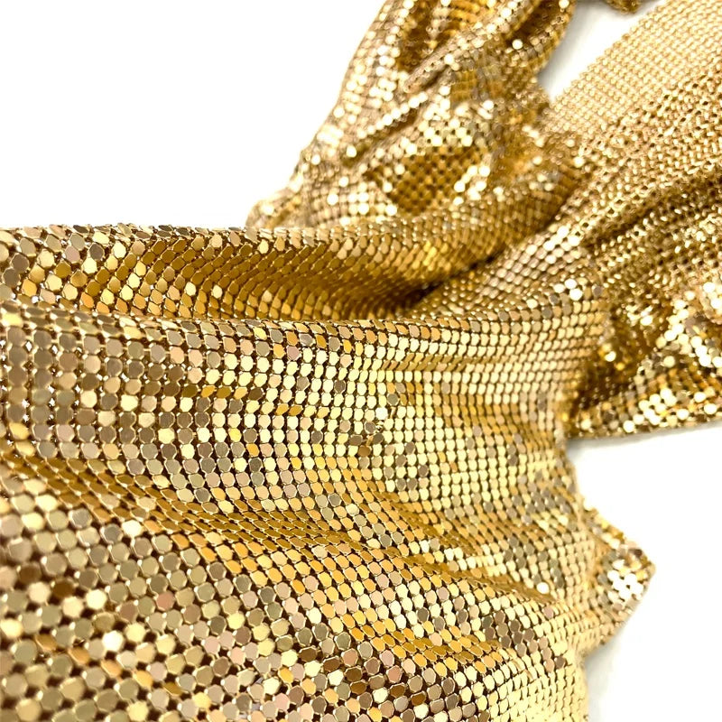 S538 Soft Flexible Aluminum Chainmail Mesh Fabric for Party Dress Chainmail Mesh Metallic Mesh Fabric Woven Fabric