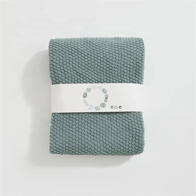 Cheap Soft Simple Solid Color 100% Acrylic Knitted Throw Blanket for Sofa Home Decor  JY