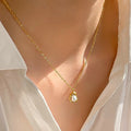 Nabest Stainless Steel Irregular Pendant Necklace Choker with Pearl Women Jewelry Gold Plated Waterproof Vintage Necklace