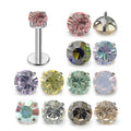 Hypoallergenic G23 ASTM F136 Titanium Zircon Internally Threaded Labret Piercing Jewelry for Wedding Engagement Gift