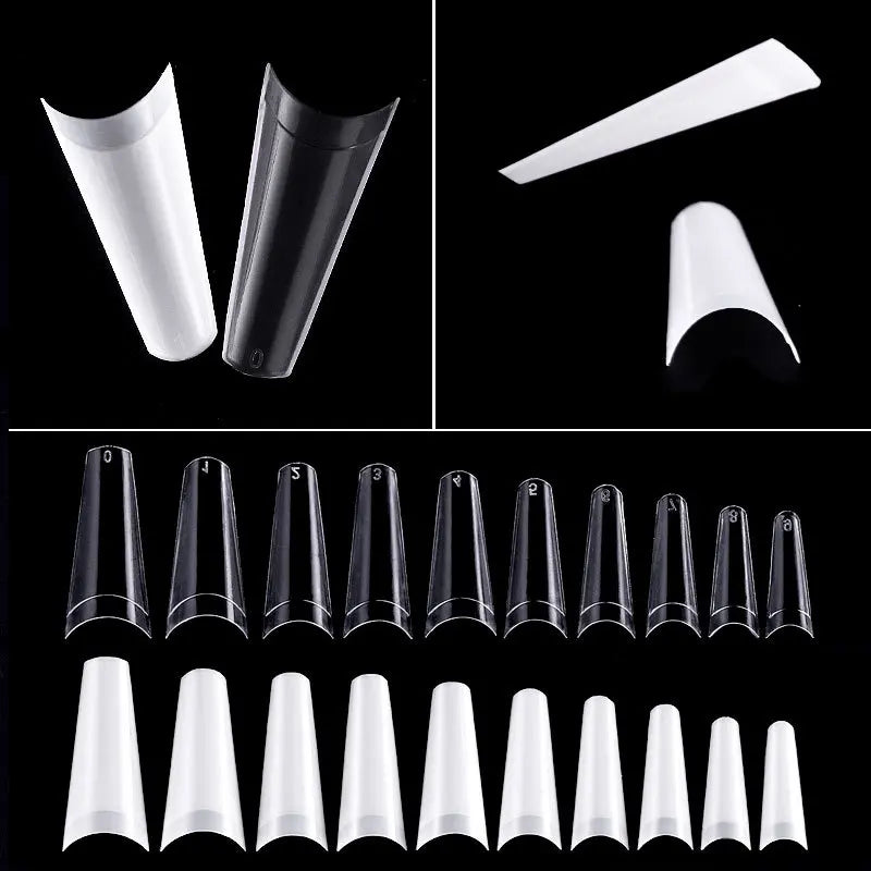 Mischeering False Nails Tips 500pcs/pack Fan Display Sharp Water Drop Shape Clear Black Natural Color Chart Display Manicure MegaBDM