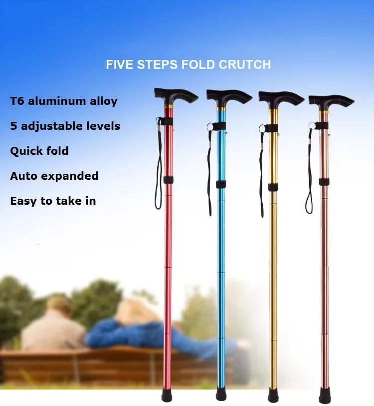 None Slip Foot Comfort Easy Grip Moulded Handle Folding Walking Stick Cane
