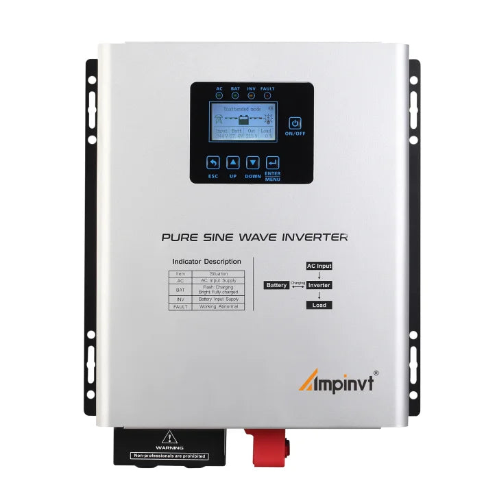 Ampinvt 1KW 1.2KW Pure Sine Wave Invert Off Grid Inverter with AC Charger Wall-mounted