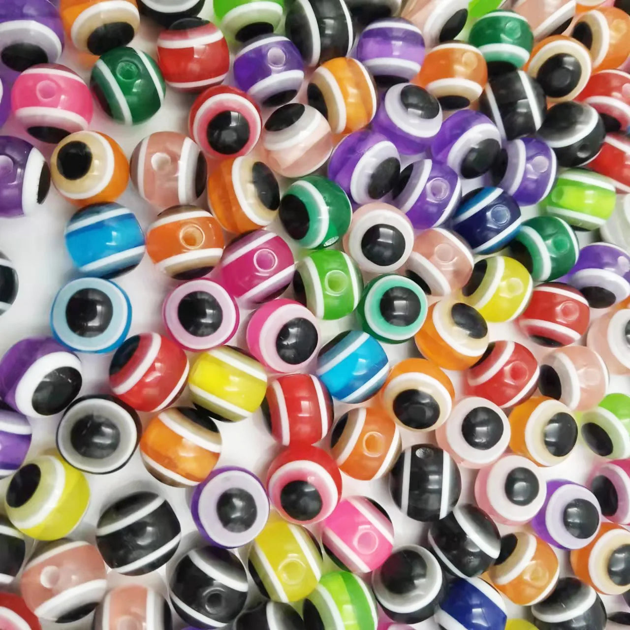 4/5/6//8/10/12 Round Oblate Shape Spacer Beads Evil Eye Beads Stripe Resin Spacer Beads for Jewelry Making