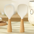 Hot Top Selling Nonstick Silicone Wood Grip Colorful Kitchen Rice Cooker Spoon for Bakery Pastry Tools Dishwasher Safe MegaBDM