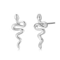 Minimalist 925 Sterling Silver Snake Animal Stud Earrings For Women Girls