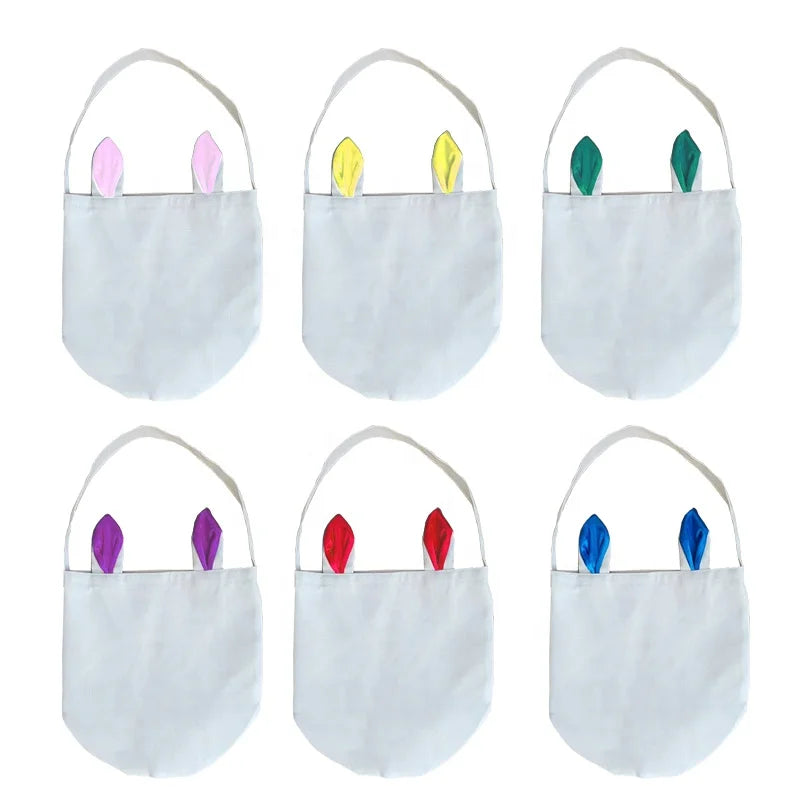 Personalized Design Funny Colorful Ears Easter Bunny Basket for Egg Sublimation Blank Easter Basket