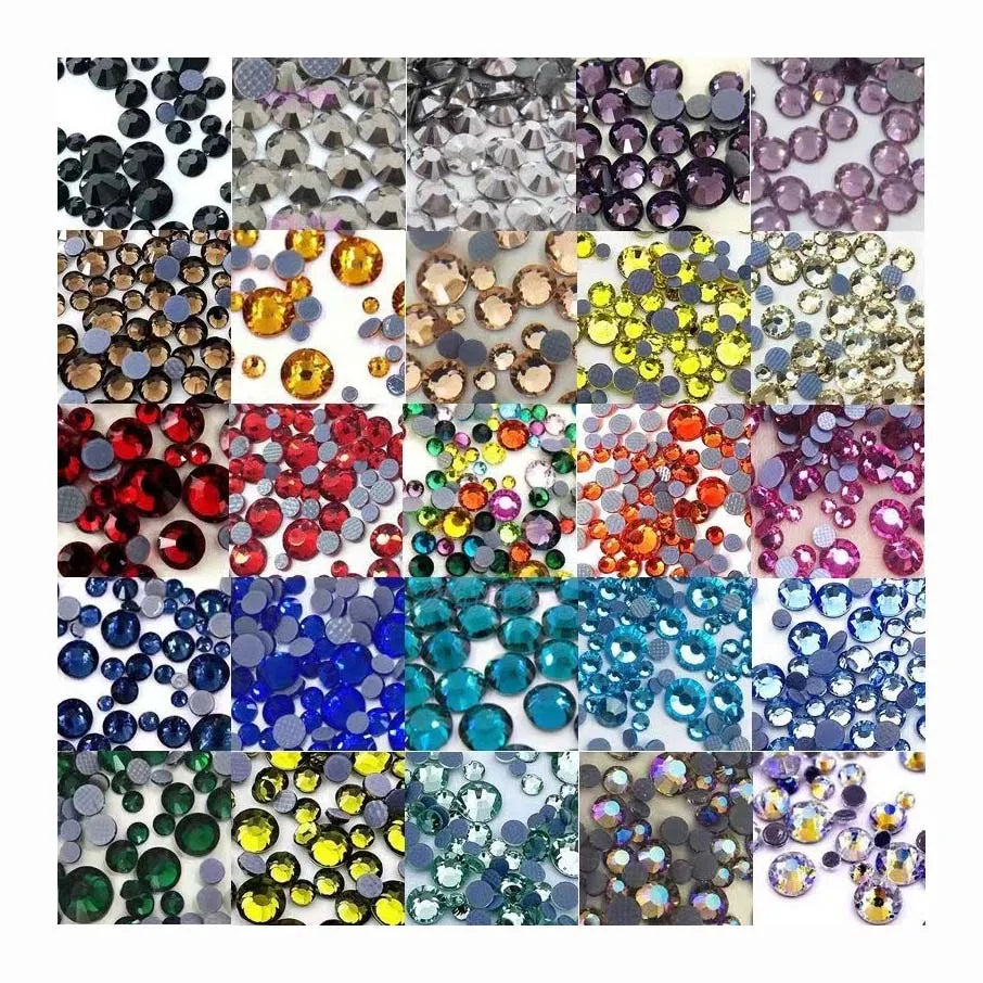DIY Findings Mix Size T-shirt Rhinestones Crystal Glass Gemstones 2mm 4mm 5mm Diamonds Hotfit Rhinestones for Wedding Dress