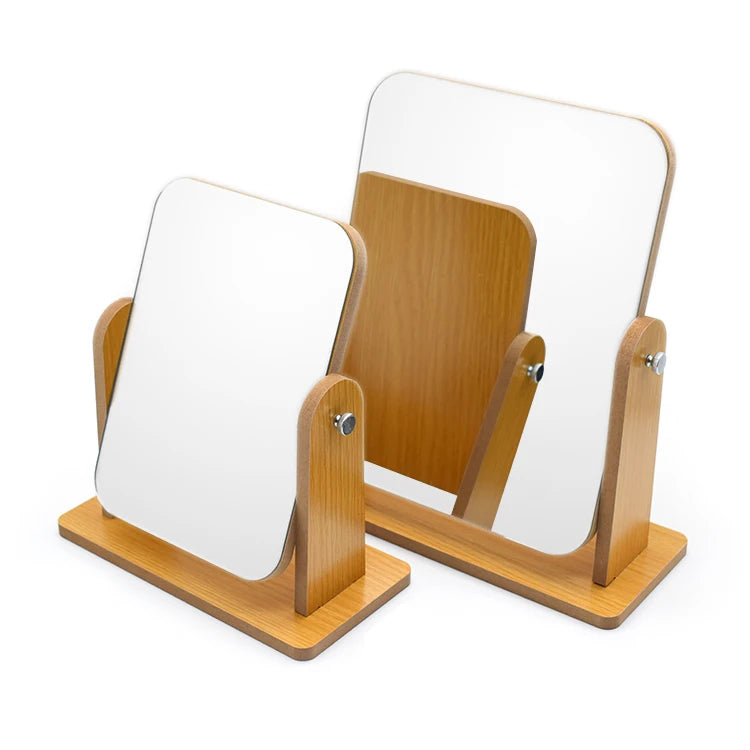 Best Selling Adjustable 360 Degree Swivel Mirror Rectangle Shape Wooden Desk Mirror for Makeup