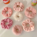 Wholesale New Arrival Fashion Flannel Korean Women pink Large Soft Fluffy Hair Scrunchies Sweet Cute Hair Ties  Hair Accessories