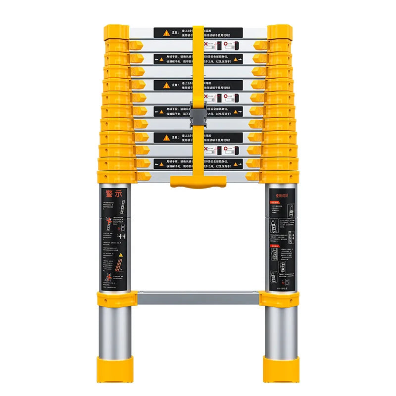 Aluminum 6063 Folding Telescopic Fire Ladder-Modern Exterior Design 7 Steps 150kg Load Capacity CE Certified